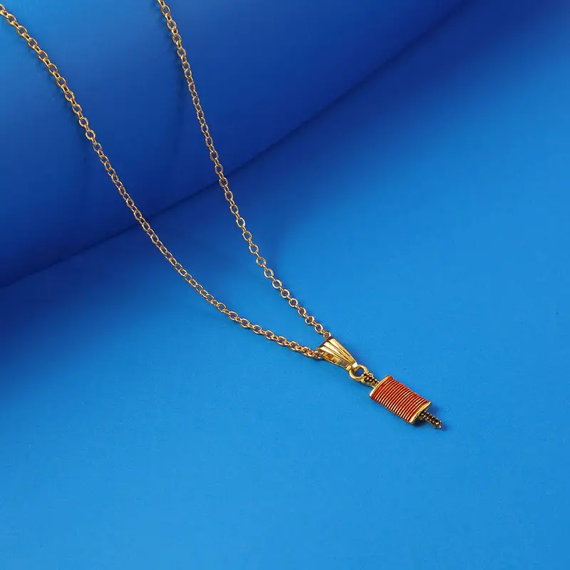 Firki-Inspired Pendant Necklace – Playful Gold-Finished Chain Accessory 1