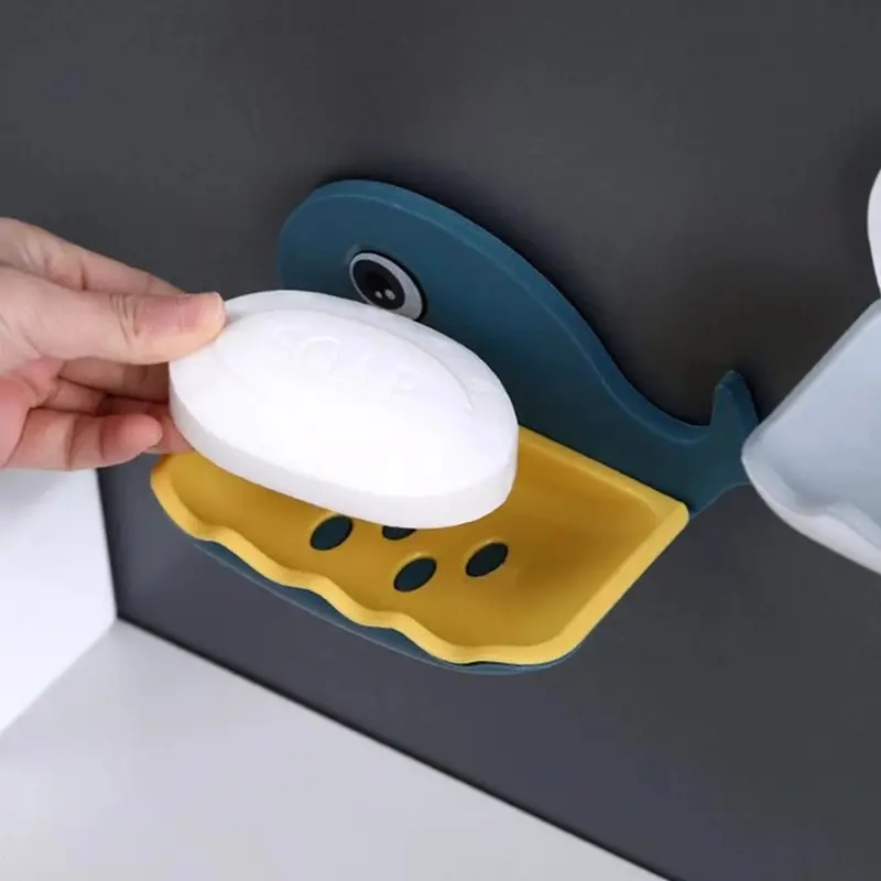Fish-Shaped Double-Tier Wall-Mounted Soap Holder – Bathroom & Kitchen Organizer 1