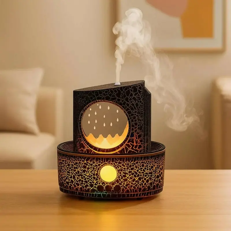 Flame-Effect Aroma Diffuser With Led Lights And Remote Control 1