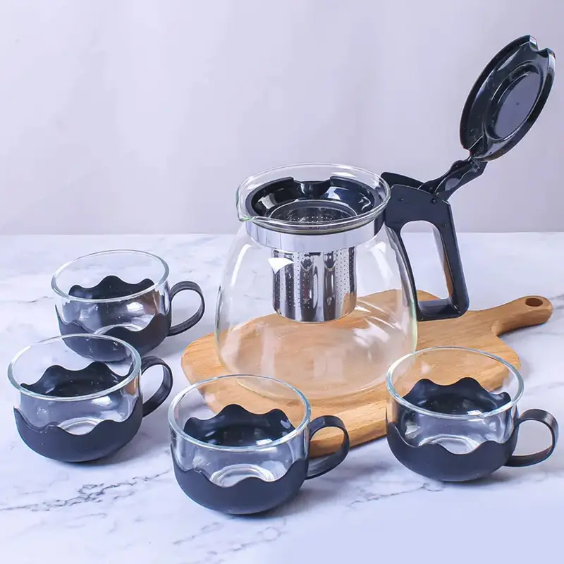 Flame-Resistant Glass Kettle And Cup Set With Built-In Strainer (24-Piece Collection) 1