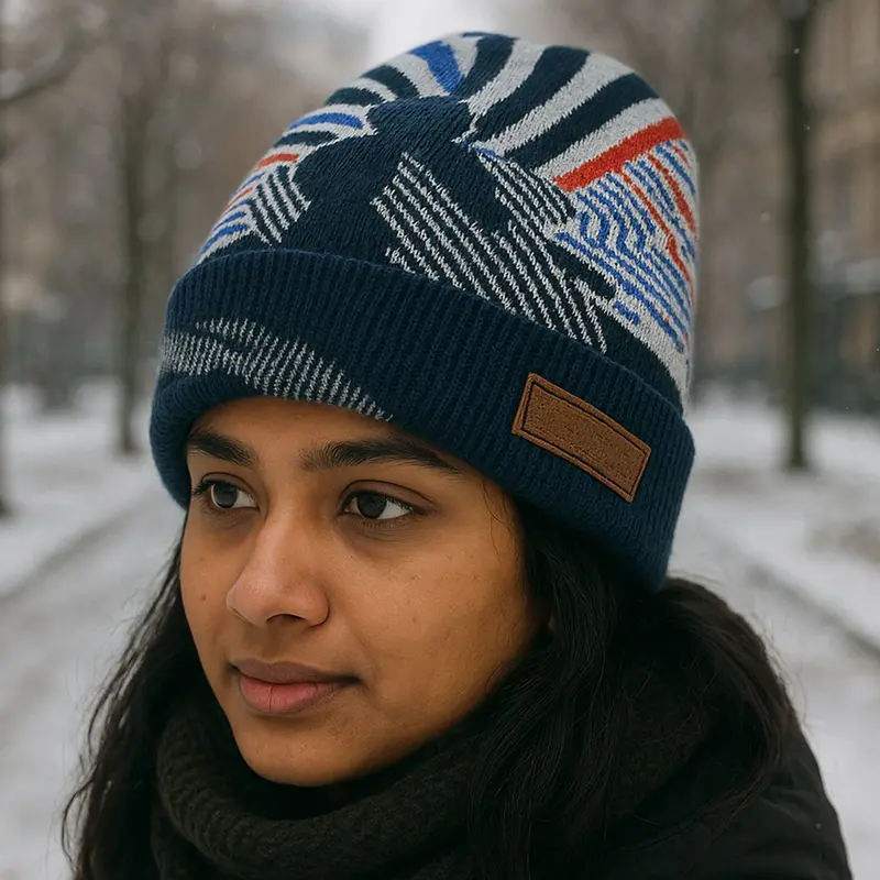 Fleece-Lined Knit Winter Cap – Stylish Black Beanie For Cold Weather (Mixed Patterns) 1
