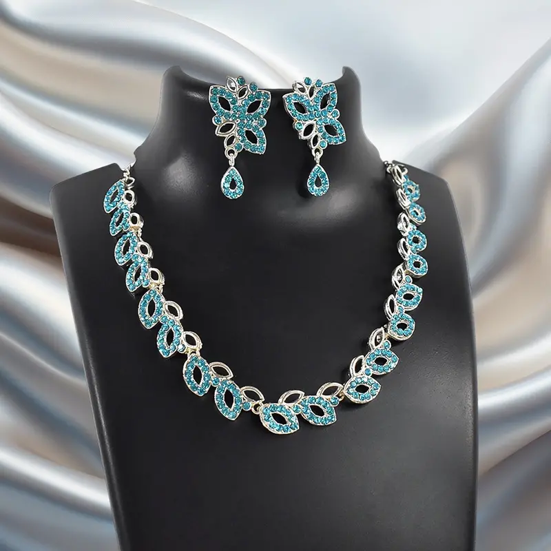 Floral American Diamond Jewelry Set – Necklace & Earrings 1