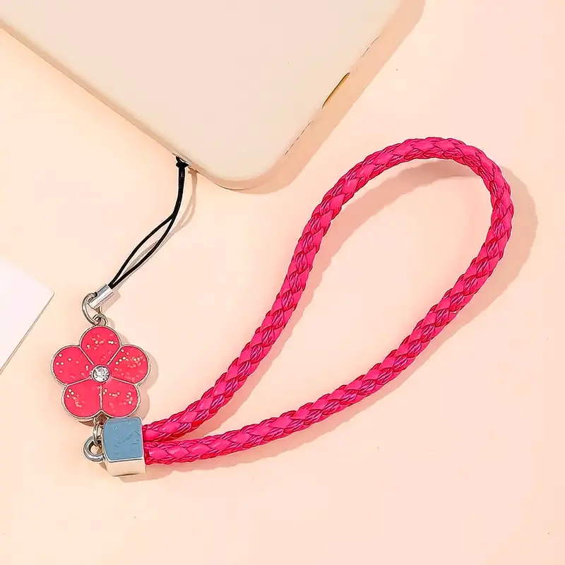 Floral Metal Alloy Pendant With Braided Leather Strap – Single Piece 1