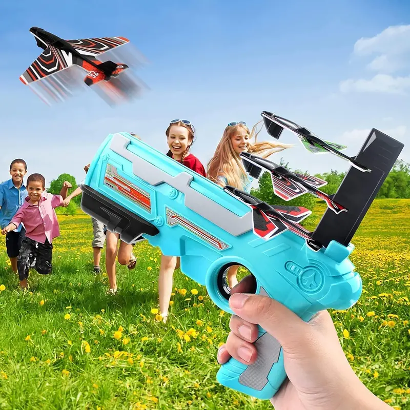 Foam Airplane Launcher Toy Set – 5 Assorted Glider Planes For Indoor Play 1