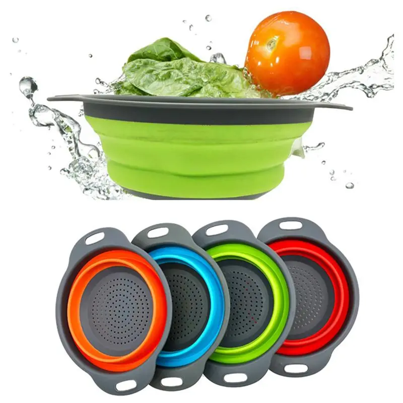 Foldable Silicone Kitchen Strainer – Multi-Use Round Sieve For Cooking 1