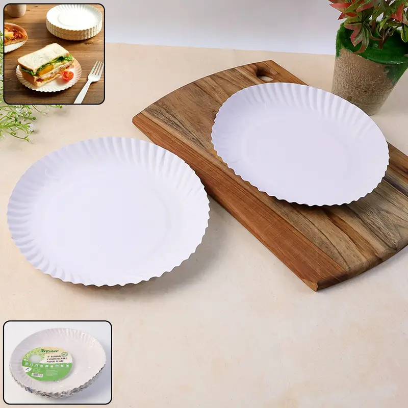 Freshee 9-Inch Biodegradable Round Paper Plate – Eco-Friendly 25-Pack 1