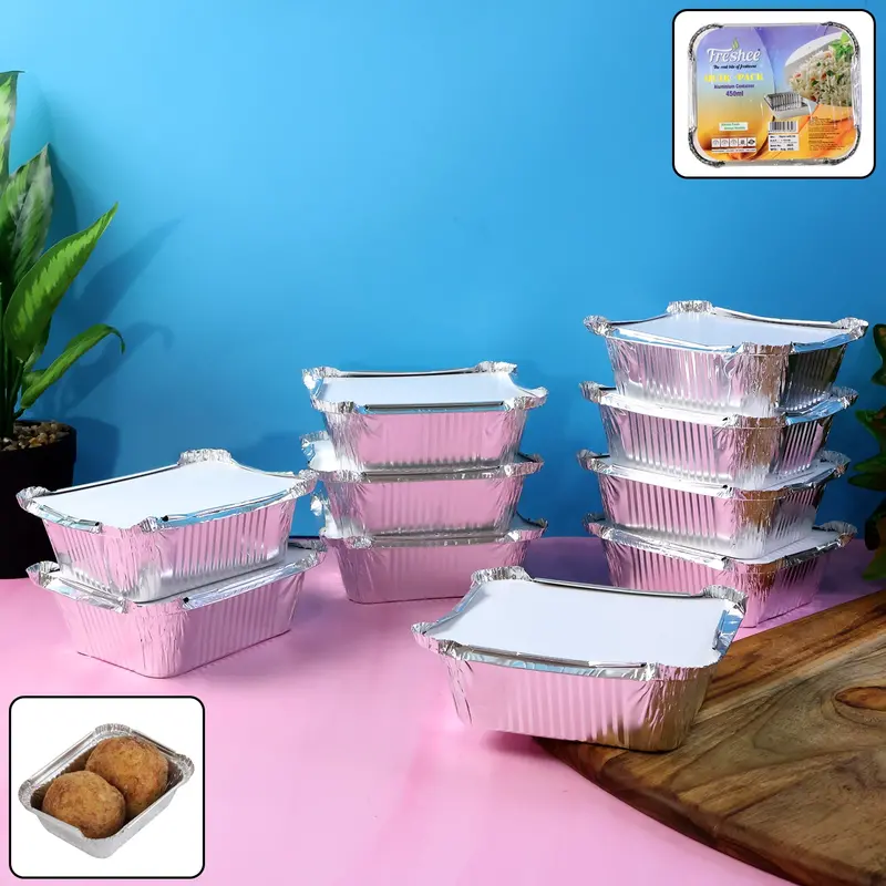 Freshee Leak-Proof Aluminium Food Containers — 10-Pack (450 Ml Each) 1
