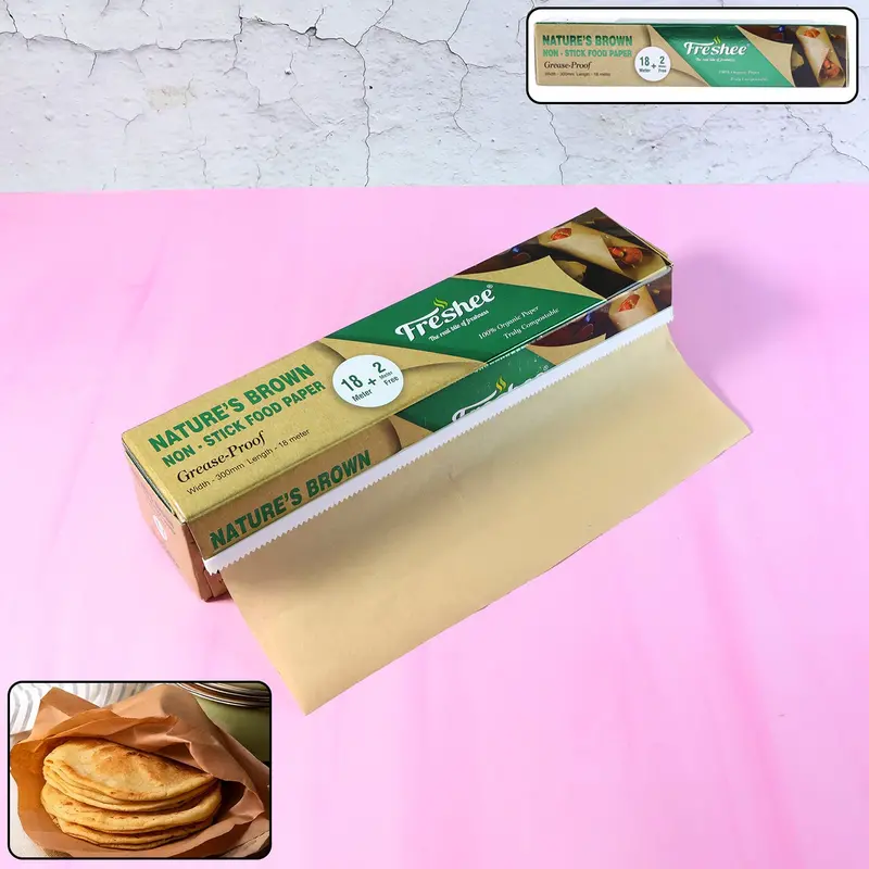 Freshee Natural Brown Non-Stick Food Paper — 20 Meters Total (18 + 2 Bonus) 1