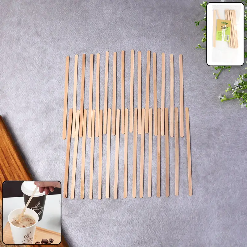 Freshee Natural Wooden Coffee Stirrers – 140 × 5 × 1 Mm, 30-Piece Set 1