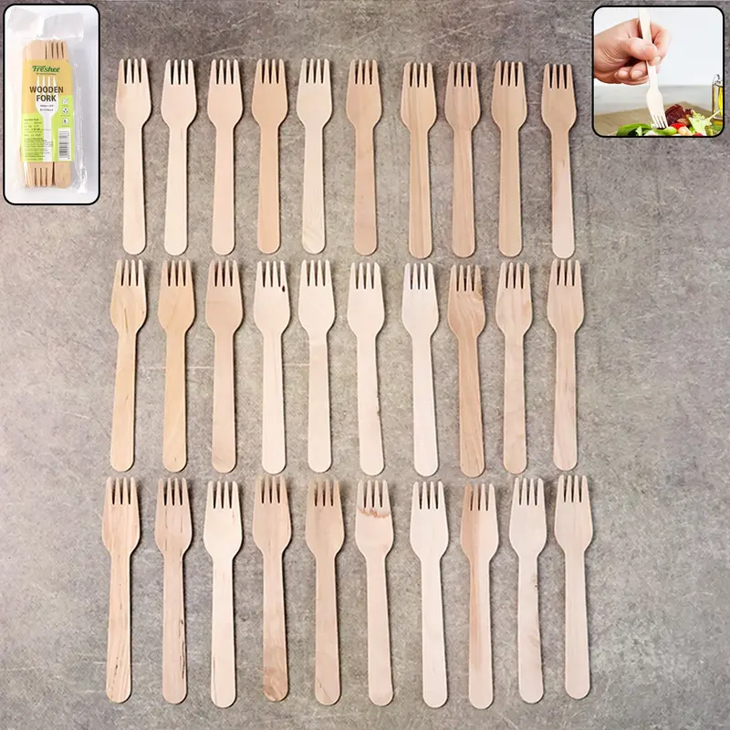 Freshee Natural Wooden Forks – 9-Inch Sustainable Dining Utensils (30-Pack) 1