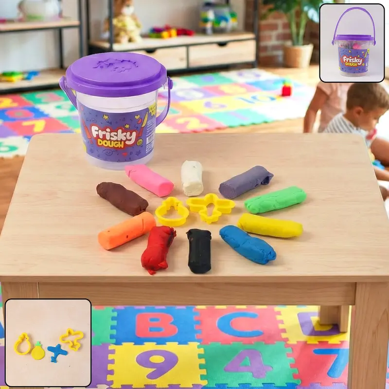Frisky Dough Modeling Kit – 12-Color Clay Sticks With Shape Cutters 1