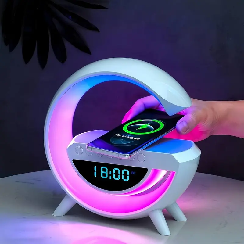 G-Shaped Bluetooth Desk Lamp Speaker With Integrated Wireless Charger 1
