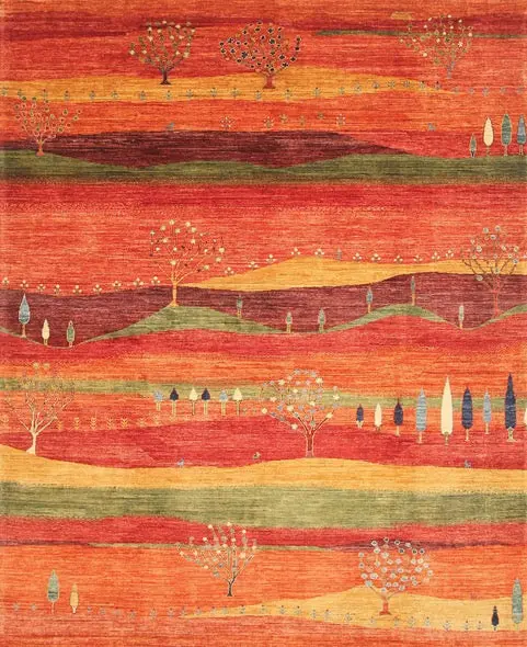Gabbeh Wool Rug With Organic Motifs (Ar86905), 7'11" X 9'9" 1