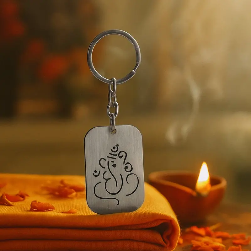 Ganesh Metal Keychain – Auspicious Cut-Out Design, 1-Piece 1