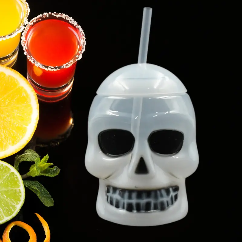 Ghost-Themed Reusable Drink Bottle With Leak-Proof Lid & Flexible Straw – 1 Piece 1