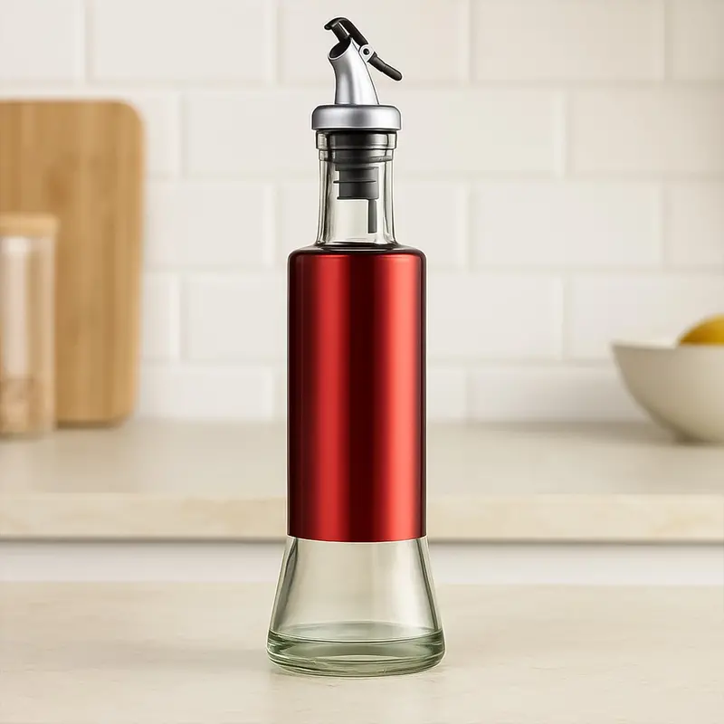 Glass Oil Dispenser With Protective Plastic Cap – 300 Ml Vinegar & Oil Bottle 1