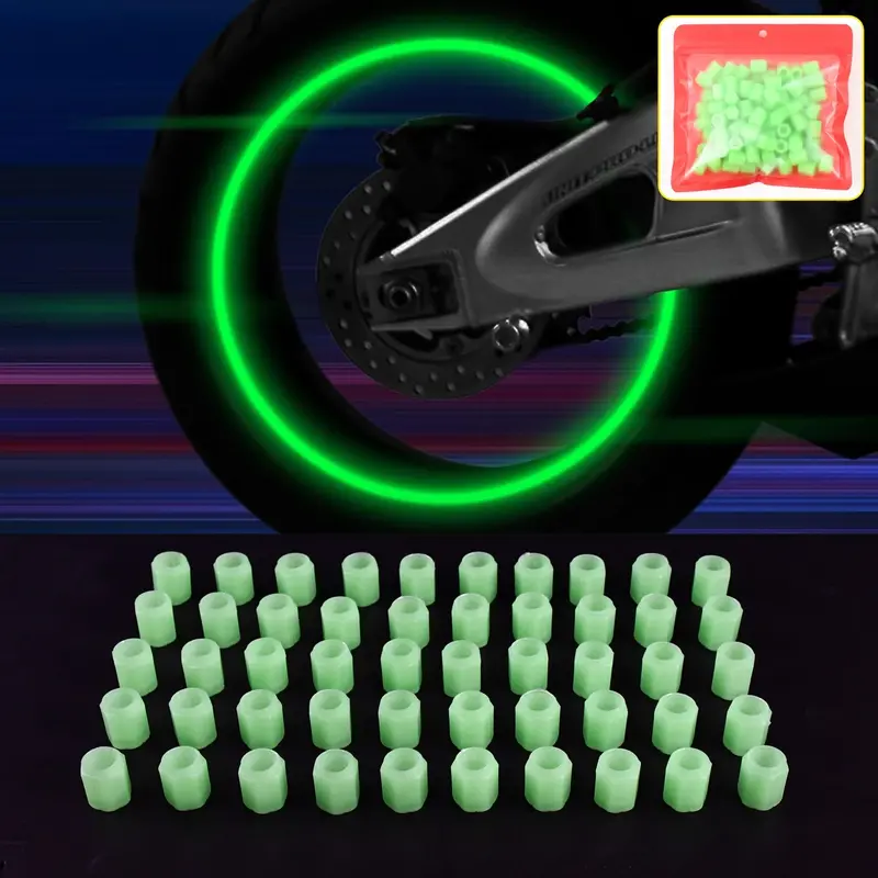 Glow-In-The-Dark Tire Valve Caps – 100-Piece Luminous Car Accessory Set 1