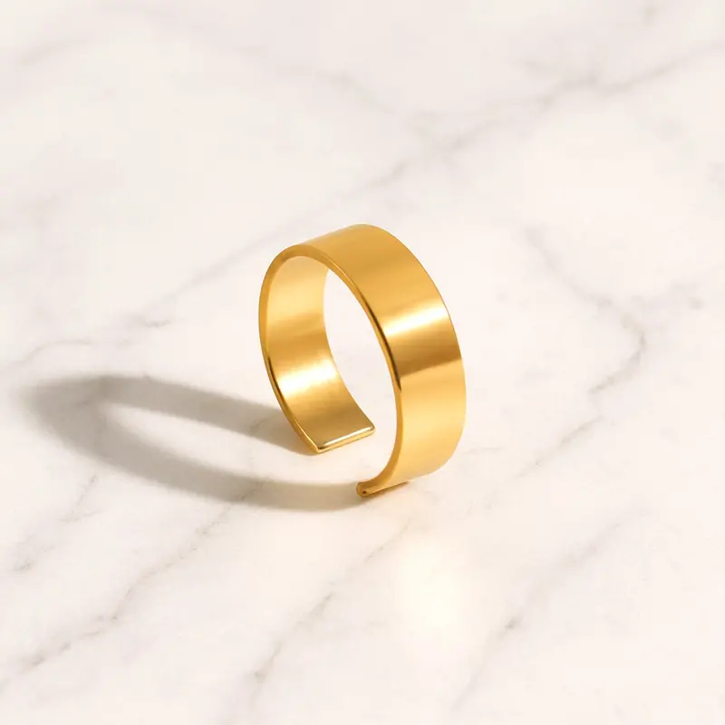 Gold Stainless Steel Adjustable Name Ring – Sleek Personalized Band 1