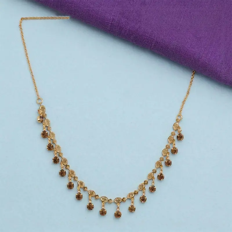 Gold-Tone Beaded Drop Necklace – Elegant Fringe Pendant Jewelry For Women 1