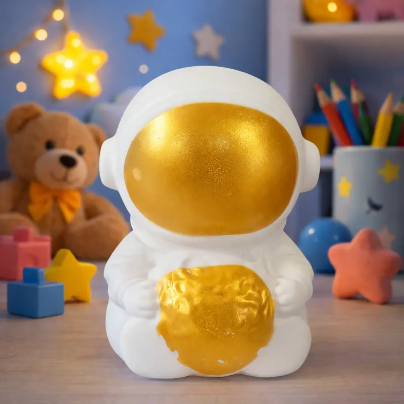Golden Astronaut Led Moon Night Light – Soft Glow Bedroom & Desk Lamp 1