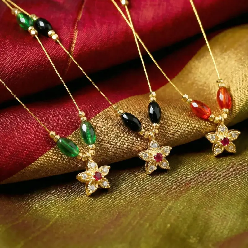 Graceful Beaded Necklace Featuring Star-And-Flower Inspired Pendant 1
