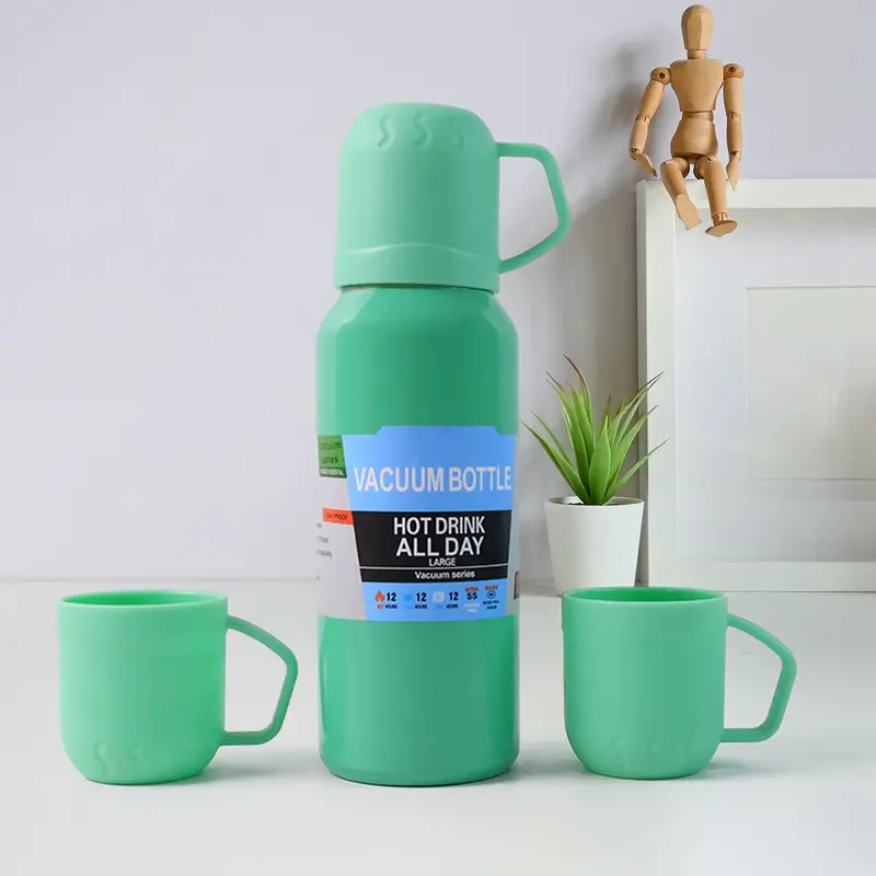 Green Stainless Steel Vacuum Flask Set – 3 X 500Ml Thermal Mugs 1
