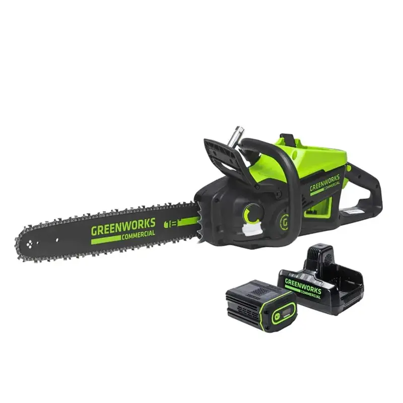 Greenworks 82V Cordless Chainsaw – 18" Bar, 2.7Kw Motor, Includes 4Ah Battery & Dual-Port Charger 1