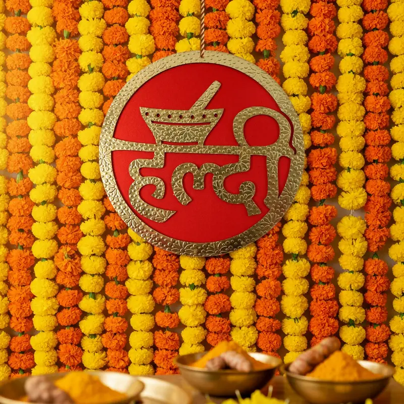 Haldi Ceremony Wall Hanging – Vibrant Festive Decoration For Weddings 1