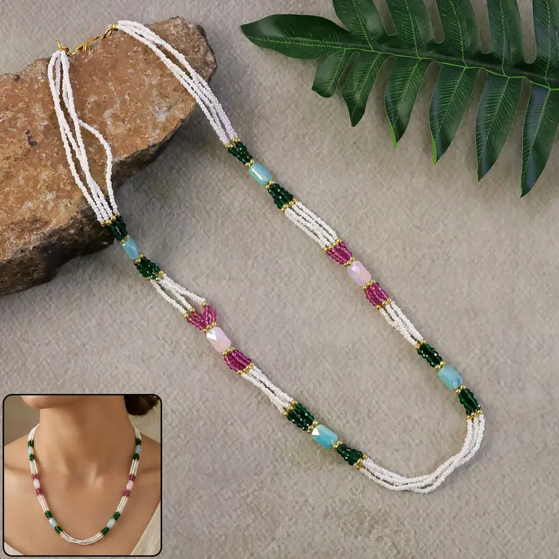 Handcrafted Multicolor Beaded Mala Necklace – Boho-Chic Spiritual Jewelry For Women 1