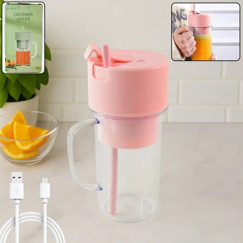 Handheld Usb-Rechargeable Juicer With Built-In Straw – 420 Ml 1
