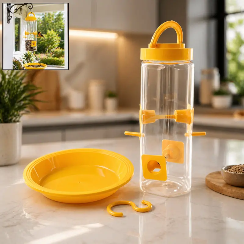 Hanging Outdoor Bird Feeder With Multiple Perches & Weather-Resistant Ports 1