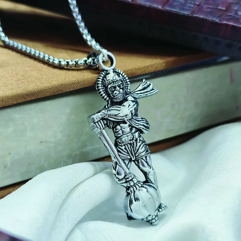 Hanuman Gada Locket – Traditional Hindu Symbolic Pendant For Men 1