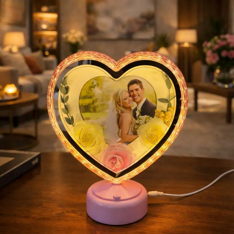 Heart-Shaped Led Photo Frame – Romantic Light-Up Gift For Anniversaries & Special Occasions 1