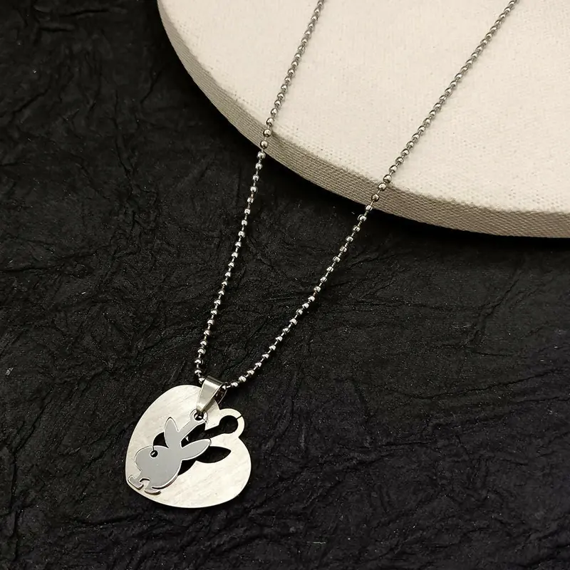 Heart-Shaped Pendant Necklace With Delicate Rabbit Cutout – Dainty Chain Jewelry 1