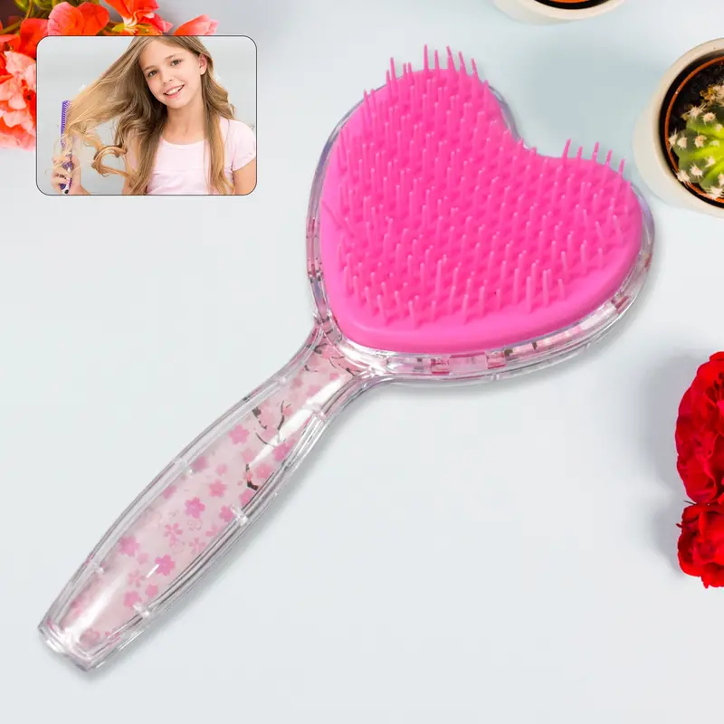 Heart-Shaped Scalp Massaging Shower Comb – Ergonomic Hair Brush Accessory (1Pc) 1