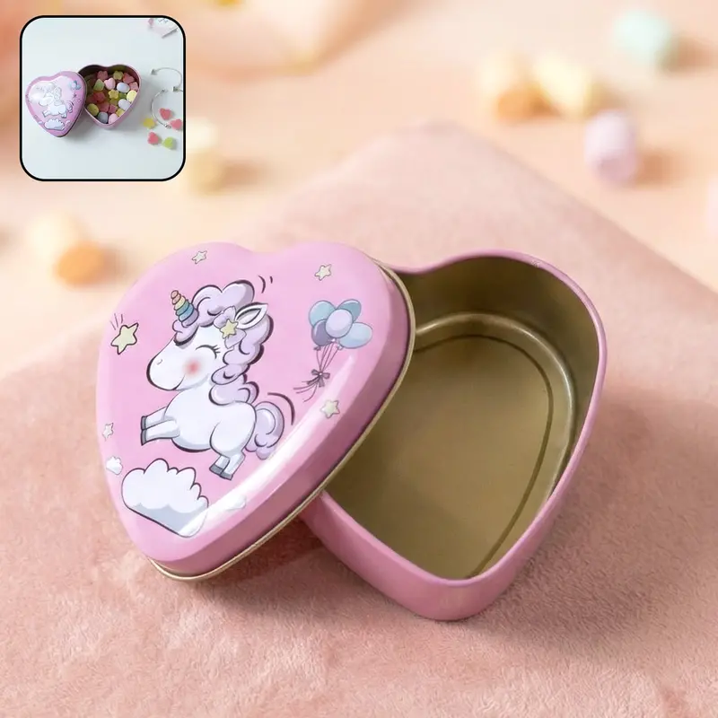 Heart-Shaped Unicorn-Printed Multipurpose Storage Box (1-Piece) 1