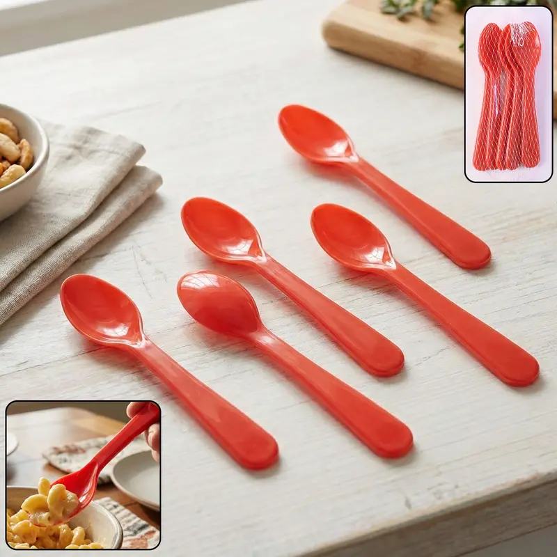 Heat-Resistant 5-Piece Plastic Spoon Set – Tea, Coffee & Table Use 1