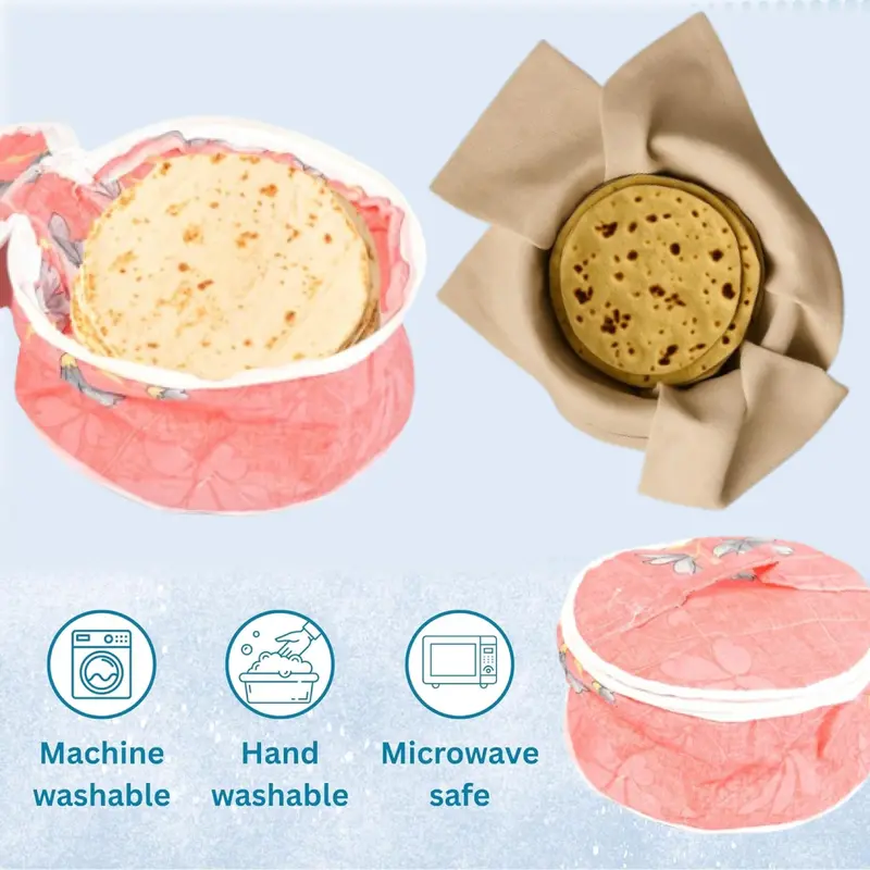 Heat-Resistant Chapati Cloth Carrier – Washable Cotton Casserole Wrap Box 1
