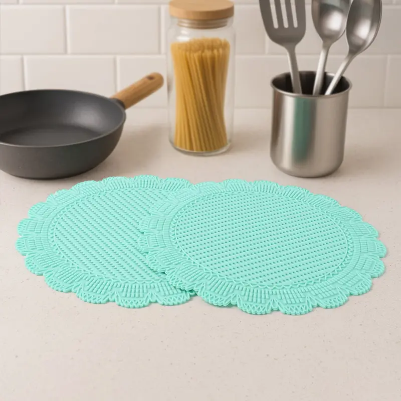 Heat-Resistant Silicone Round Trivet Set – Oven-Safe Countertop Protector (2 Pieces) 1