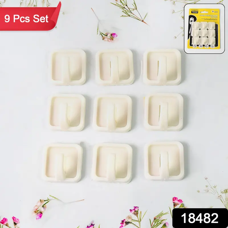 Heavy-Duty Adhesive Wall Hooks – 9-Piece Multipurpose Hanging Set 1