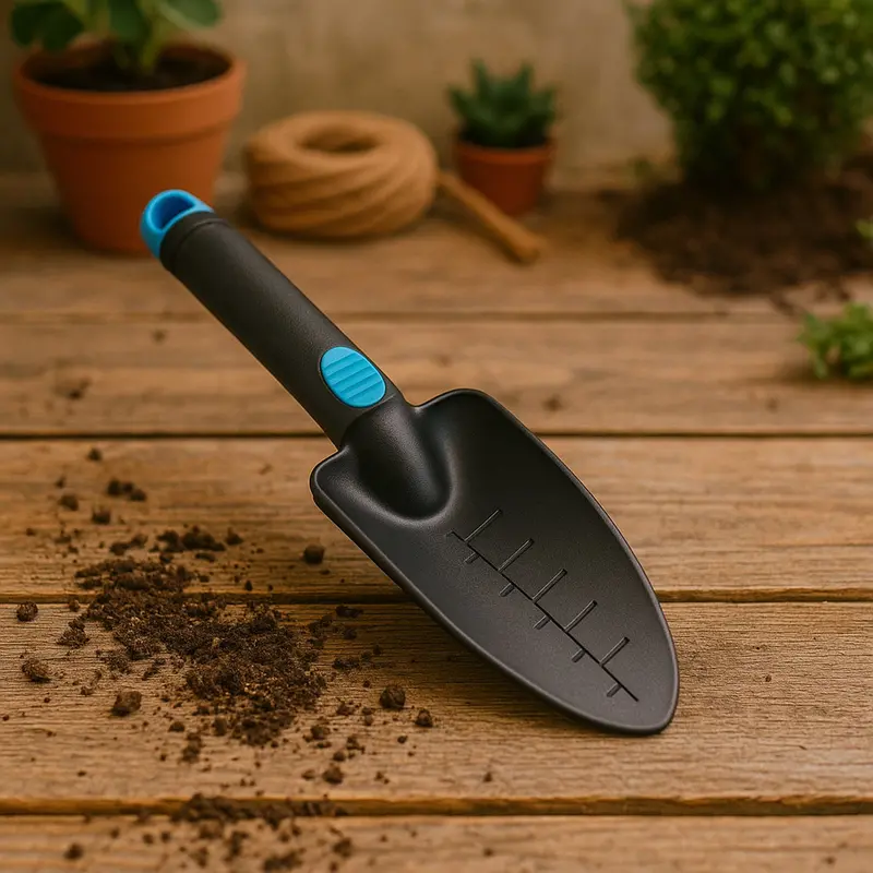 Heavy-Duty Garden Hand Trowel With Measurement Scale – Color-Assorted Plastic Handle 1