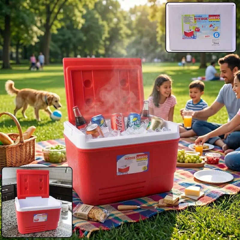 Heavy-Duty Insulated Ice Box – 6-Liter Red Cooler – 1 Piece 1