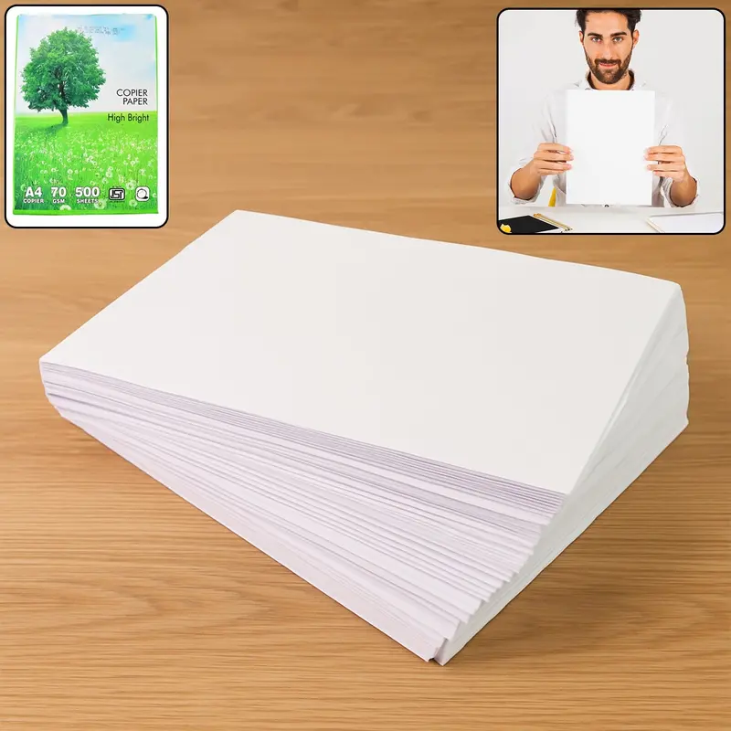 High-Brightness A4 Copy Paper – 70 Gsm, 500-Sheet Ream 1