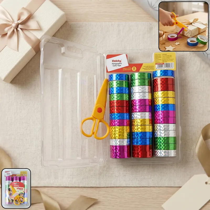 Holographic Decorative Tape Kit – 39-Roll Set With Included Scissors 1