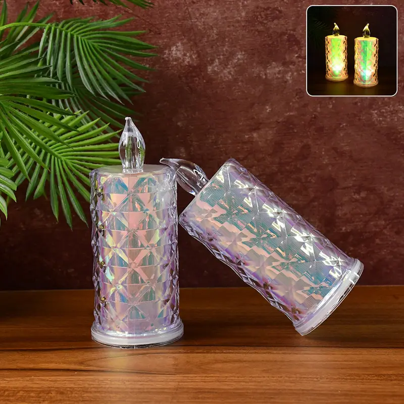 Holographic Led Tea Light Candles – Ambient Flameless Decor, 2-Piece Pack 1