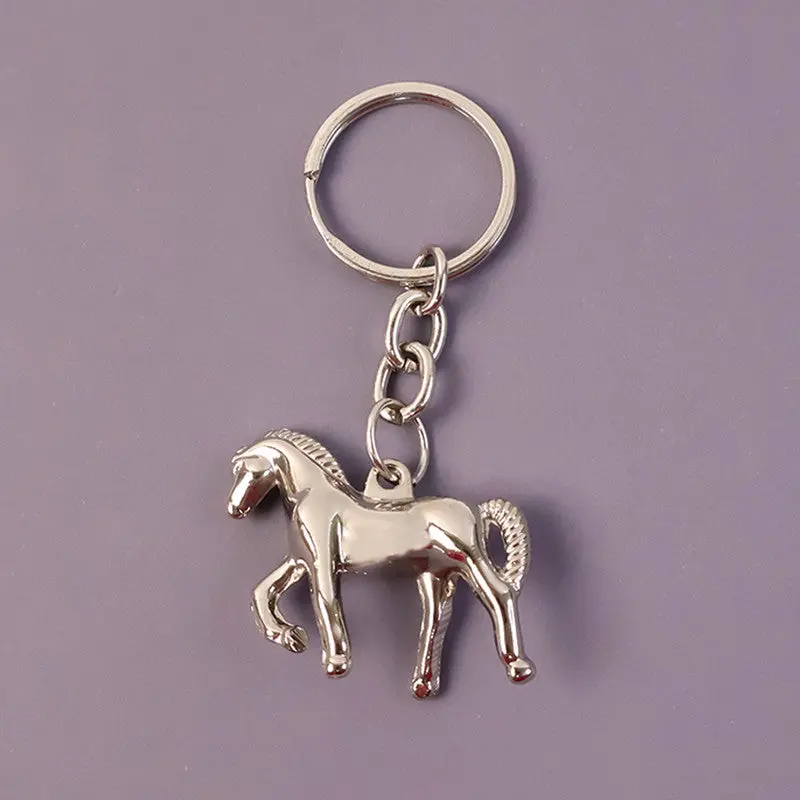 Horse-Shaped Keychain – Polished Metallic Animal Charm 1
