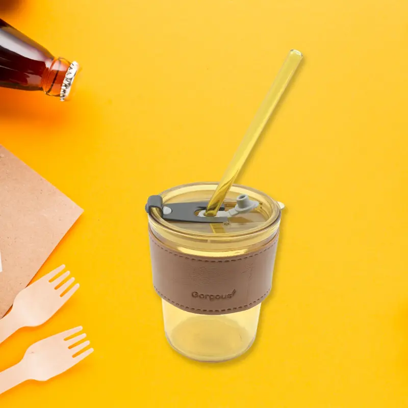 Insulated Glass Coffee Mug With Leak-Proof Lid And Reusable Straw 1