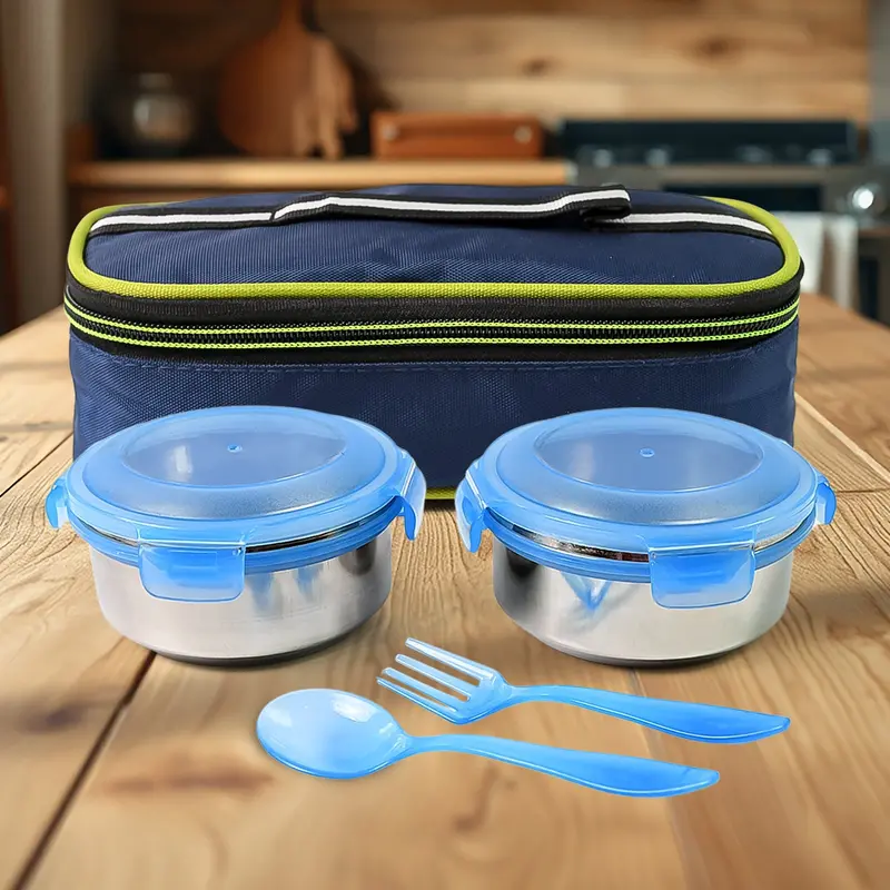 Insulated Lunch Kit – Bite-Sized Bento Box With Fabric Carry Bag & Utensils 1