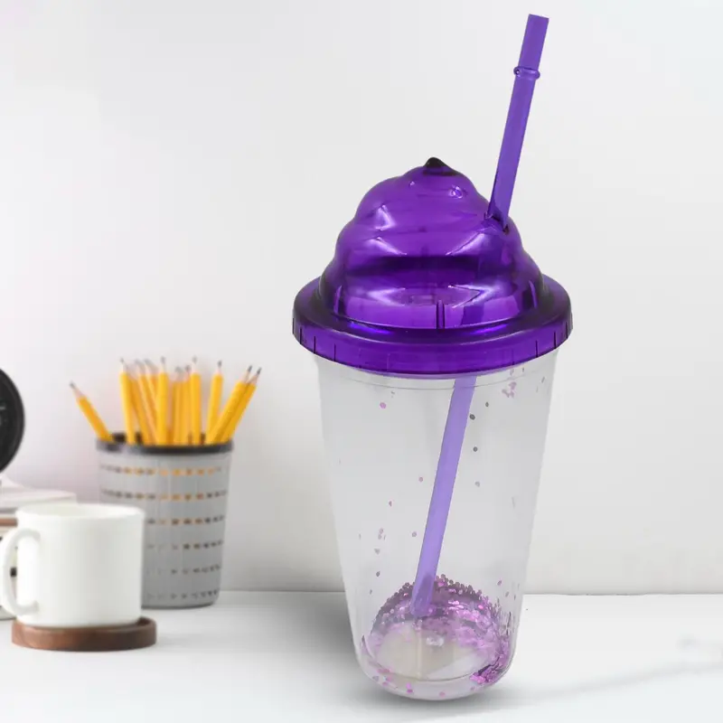 Insulated Plastic Tumbler With Lid & Reusable Straw – Color-Mix Drink Cup 1