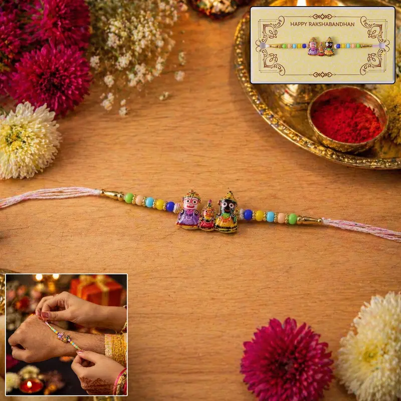Jagannath Triad Idol Designer Rakhi – Authentic Traditional Rakhi 1